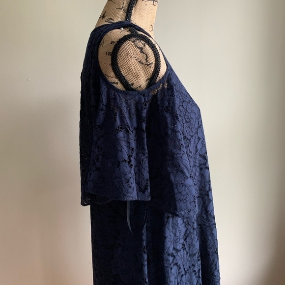 Nanette Lapore blue lace cold shoulder dress 4 - Picture 6 of 13